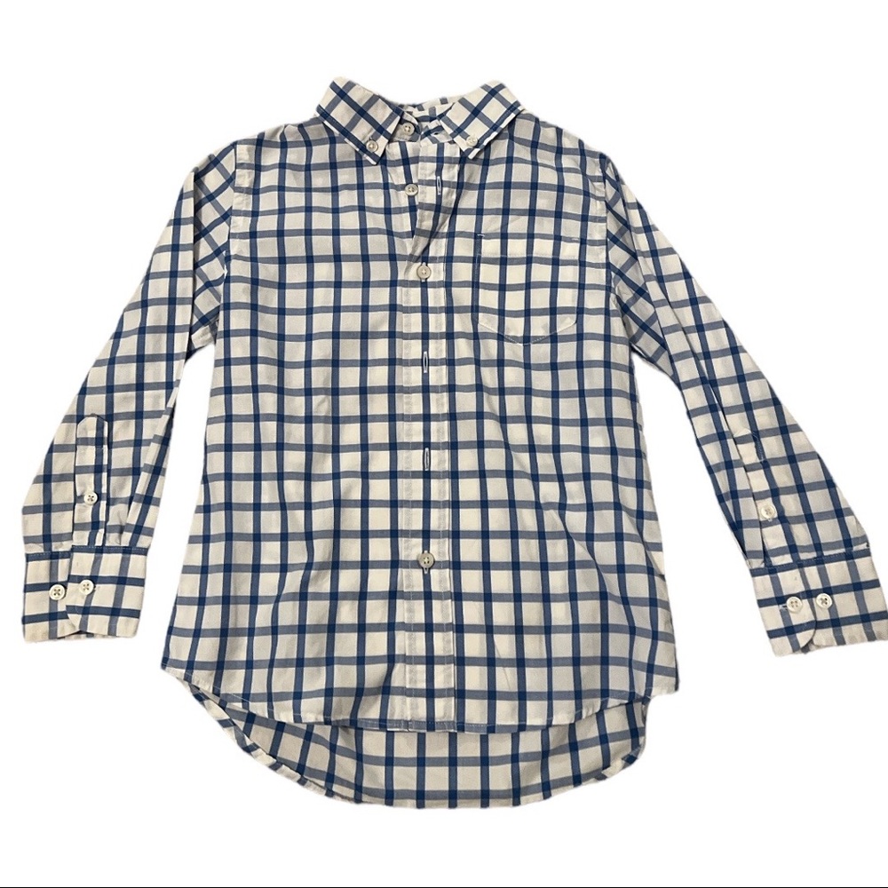 Crewcuts boy’s white and blue squares button down shirt. Size 4-5